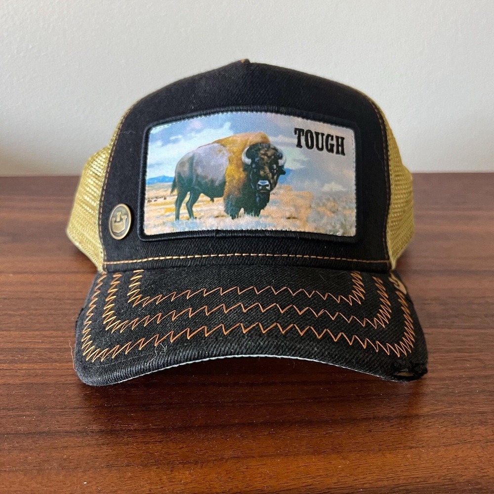 Goorin Bros Tough Bison Trucker Hat Buffalo Patch Mesh Snapback Cap NWT